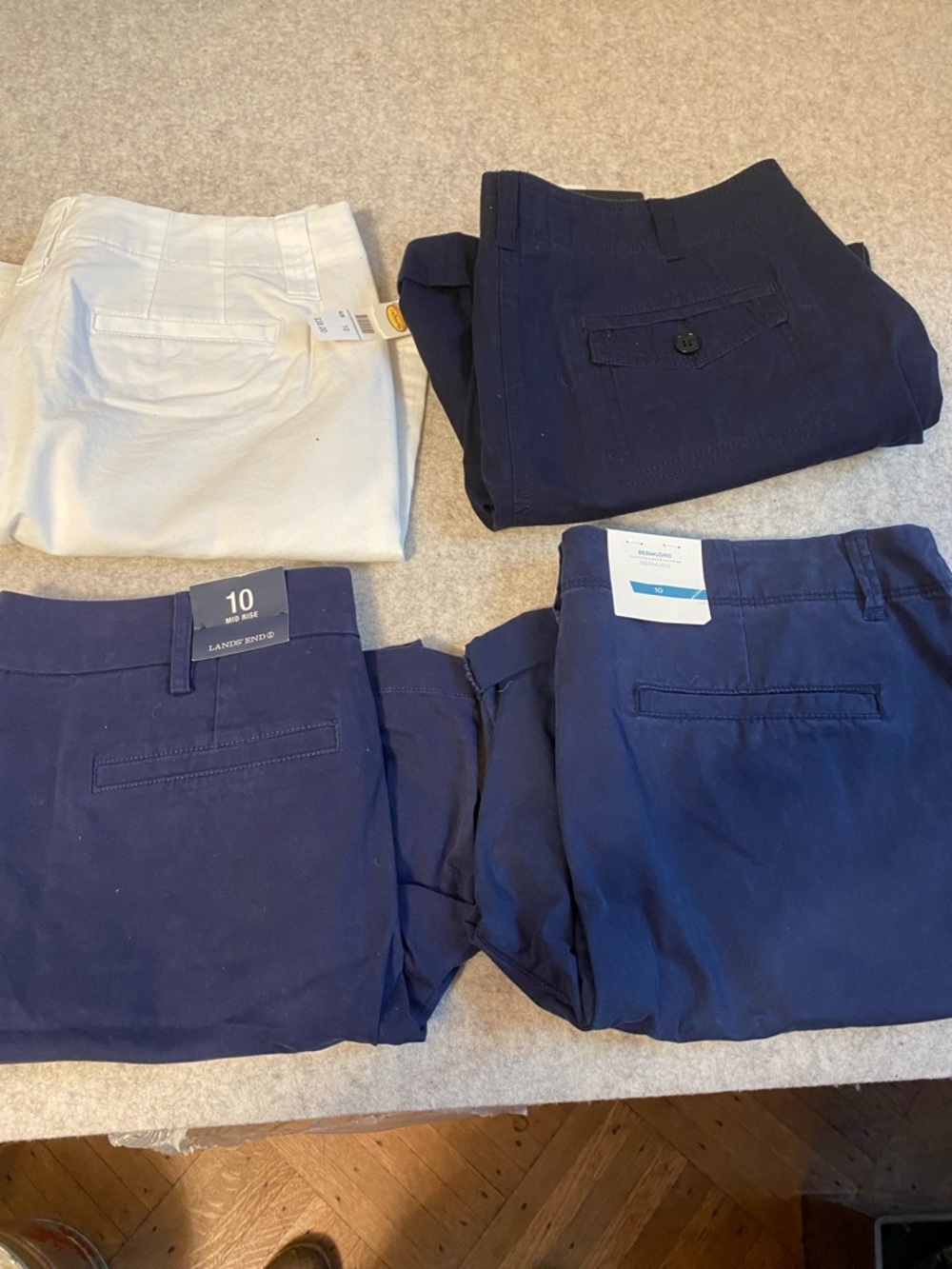NWT Four (4) Pairs Bermuda Shorts - Talbots (2), Lands' End & Old Navy - size 10 - Picture 2 of 11